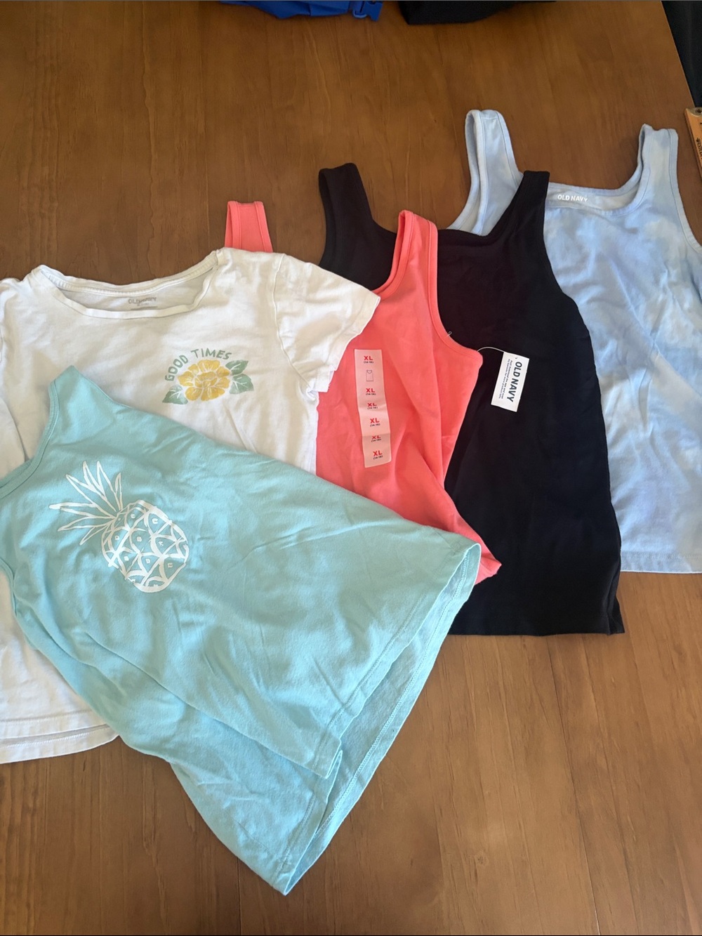 Mixed Girls Tank & Tee Old Navy XL Bundle- Coral, Mint, Black, White, Light Blue